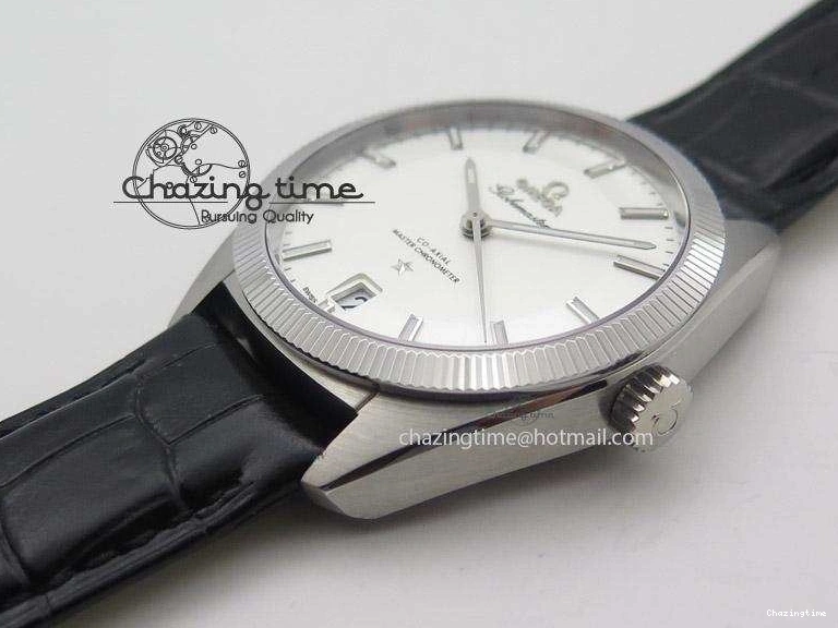 0721 Globemaster Master Chronometer SS V6F Best Edition White Dial On Black Leather Strap A FastDry 8269